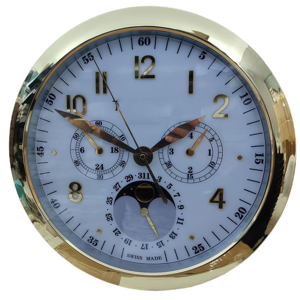 Leuchtende Lux Wandmontierte Metalluhr: Modernes Dekorationsstück für Wohnzimmer