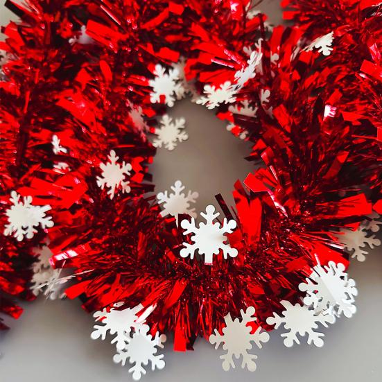 Soft Material Holiday Embellishment 78 Inch Red Christmas Tinsel Garland, Shiny Metallic Foil Twist Garland Annual Party Decorative Strips with