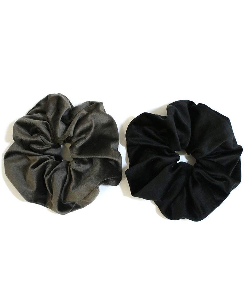 Kobe Vingtaine VINGTAINE Velour Voluminous and Black Scrunchie, Oversized, Big, Gorgeous, Trendy, Ponytail, HS-144-BK -