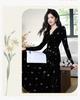 French Retro Black Velvet Dress: Exquisite Long Skirt, Autumn-Winter Socialite Style