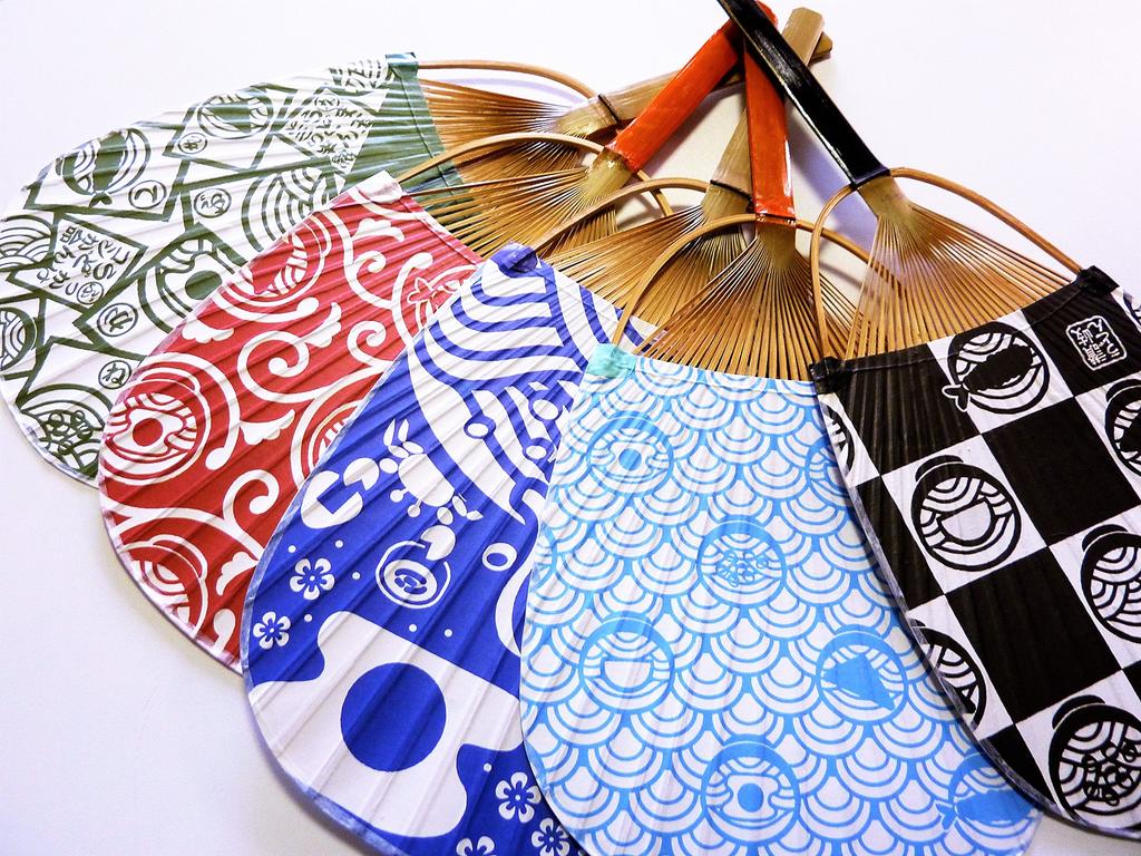 for Day Marugame Uchiwa Fan with Sanuki Udon Pattern [Perfect Father's Gifts] (Light Blue)