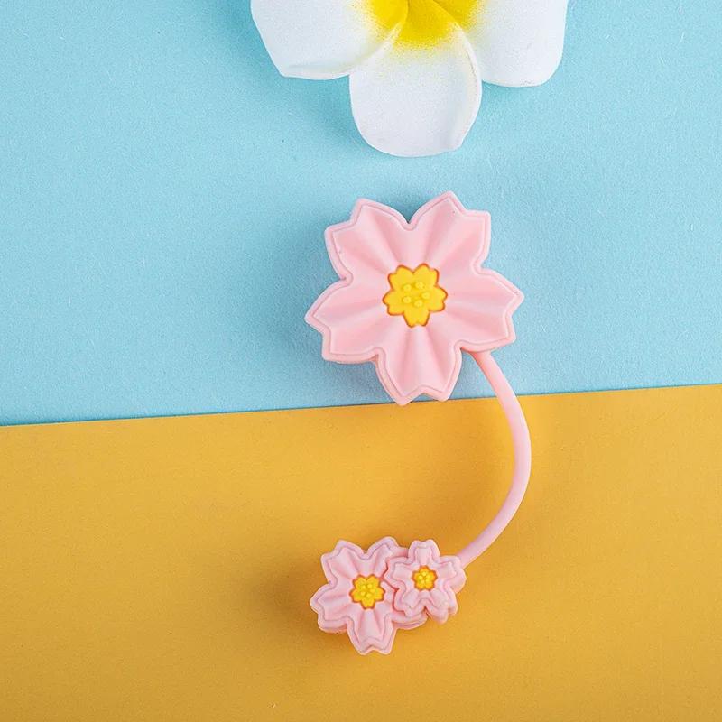 1PC/4Pcs Cute Flower Straw Covers Cap for Cup 40oz Tumbler Accessories Kawaii Silicone Straw Topper Protector Cap for 10mm Straw