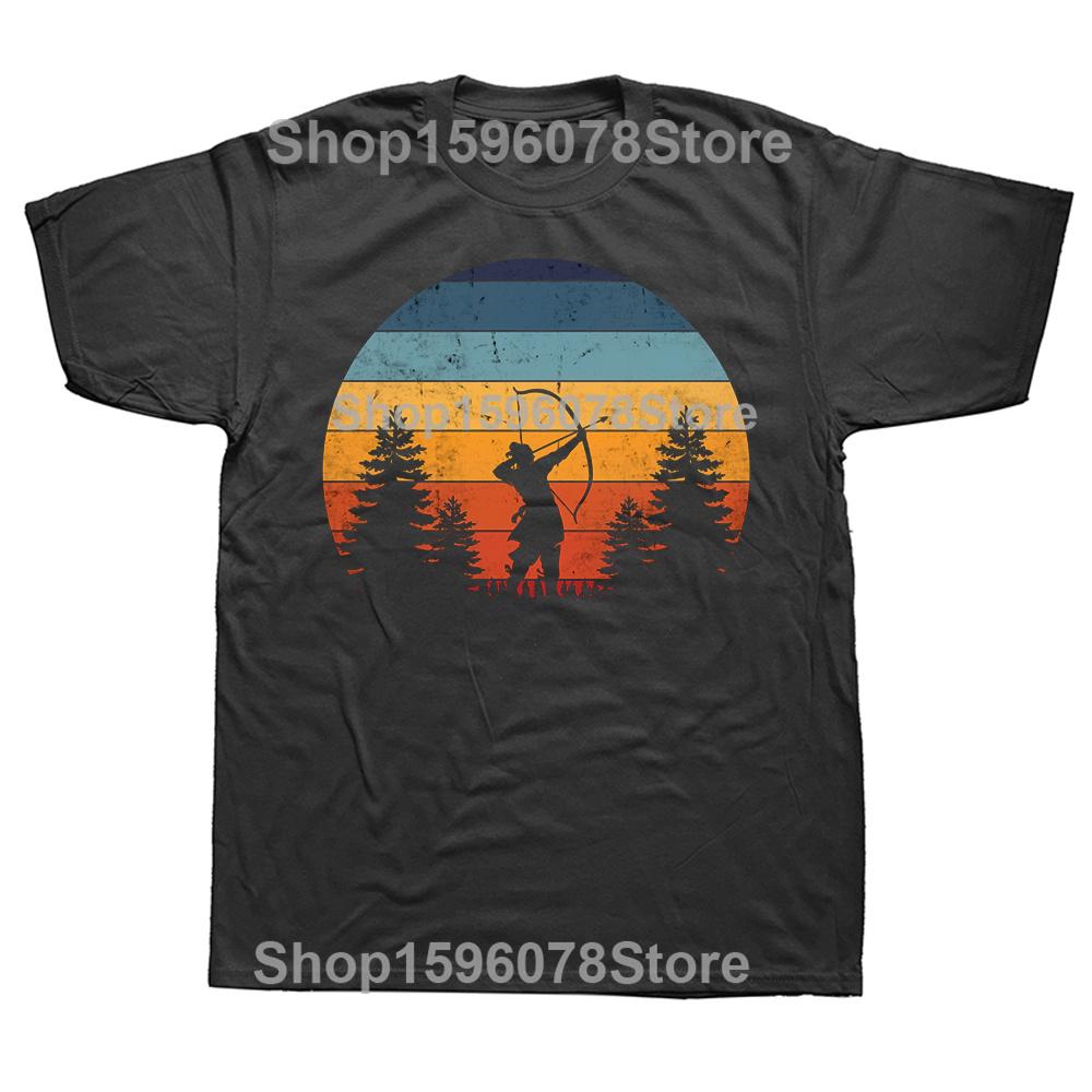 Funny Archery Archer Bow Vintage Retro Cotton Streetwear T-Shirt Humor Tee Loose Fit Clothing for Men and Women Short Sleeve
