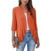Europäische und Amerikanische Sommer Damen Oberteile, Neue einfarbige Strickjacken, Dreiviertelärmel, Rüschen, Lässiger Minimalistischer Stil