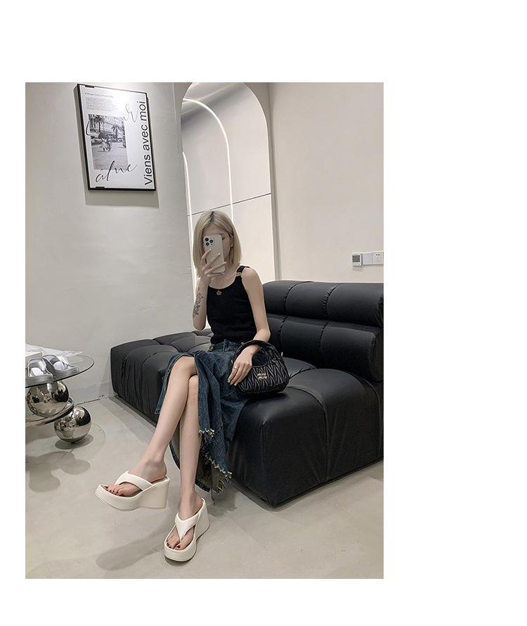 Women's 2025 Summer Platform Toe-Post Sandals - High-Heeled Korean Style Flip-Flops