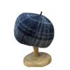 Autumn and Winter New Plaid Angora Rabbit Fur Wool Beret British Retro Painter Hat Shows Small Face