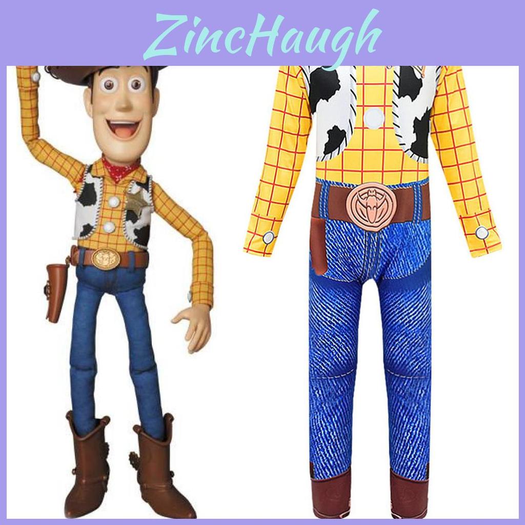 Colorful Toy Story 4 Woody Cosplay Costume For Kids Featuring Long Sleeves Jumpsuit