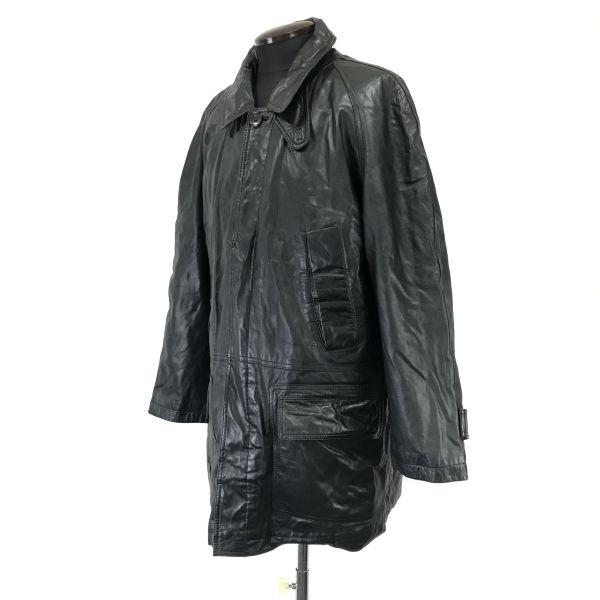 Artigiano Leder Stehkragenmantel Herren L Schwarz Gestepptes Futter(GEBRAUCHT)