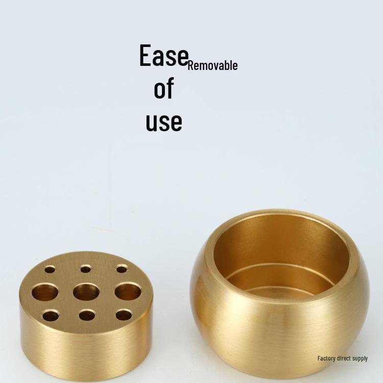 Zen Brass Multi-Hole Tibetan Incense Holder - Ash-Free Mini Tray