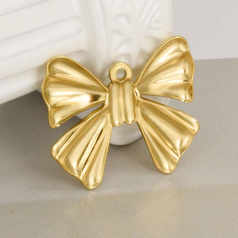 5pcs/Lot Gold Color New Bowknot Sun Heart Stainless Steel Pendants For Jewelry Making Supplies DIY Charms Bulk Earrings Pendant
