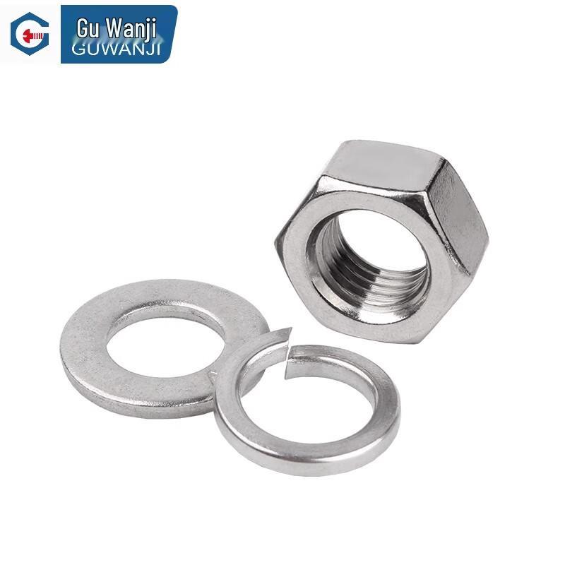 GUWANJI 304 Stainless Steel Hex Nut, Washer & Spring Washer Set