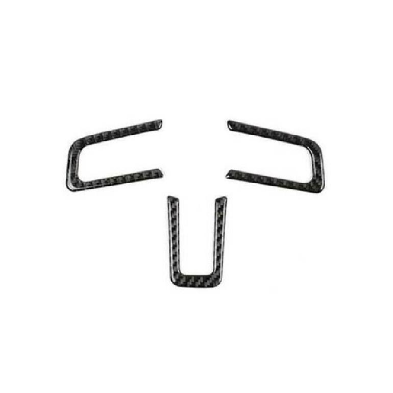 Fit For Ford Mustang 2015- Carbon Fiber Steering Wheel Cover Panel Trim 3PCS
