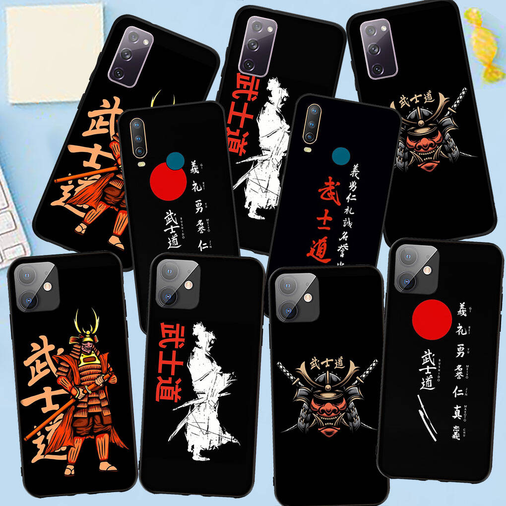 Phone Case for iPhone 17 16 15 Plus XR 16E Huawei P30 P20 Lite Redmi Note 14 12 11 13 Pro Max OPPO A60 A80 A40 A18 A38 Bushido Samurai Yin Yang Cover