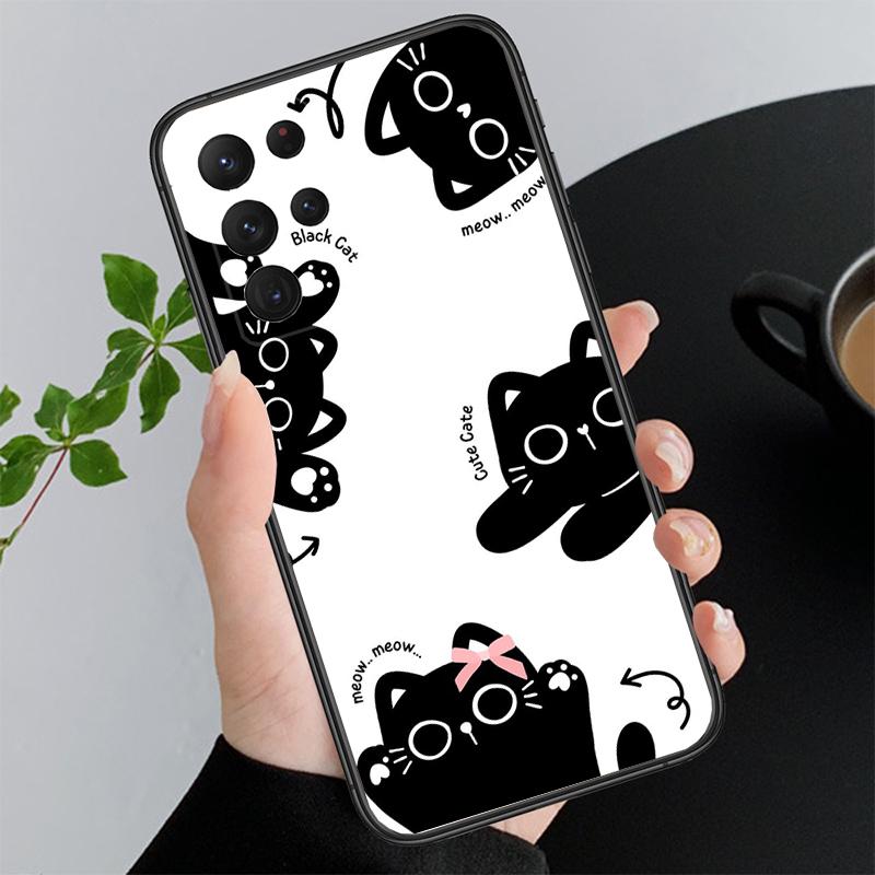 

Phone Case For Samsung A55 A16 A56 A36 A35 A15 A53 A54 A33 A34 A25 A05S A52 A52S A14 A26 A71 Cartoon Black Cats A33 5G