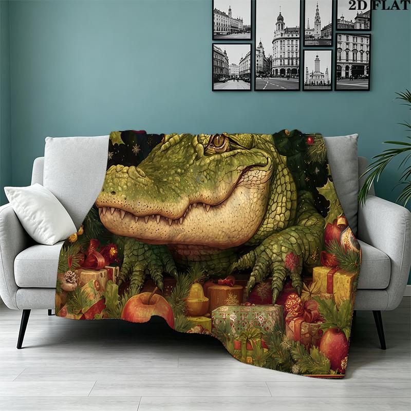 Weihnachtstiere Bedruckte Flanelldecke, weicher Überwurf für Schlafzimmer Sofa, waschbar, Weihnachtsgeschenk, tolles Geschenk.