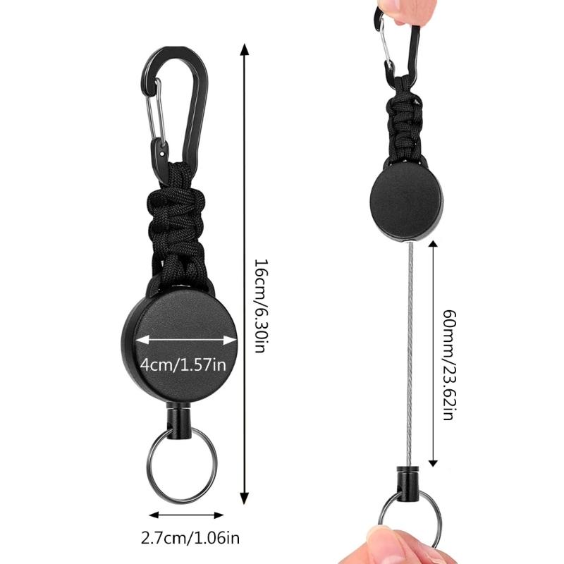 Retractable Keychain, IDs Badge Reel Retractable Badge Holder Steel Cord Keyring