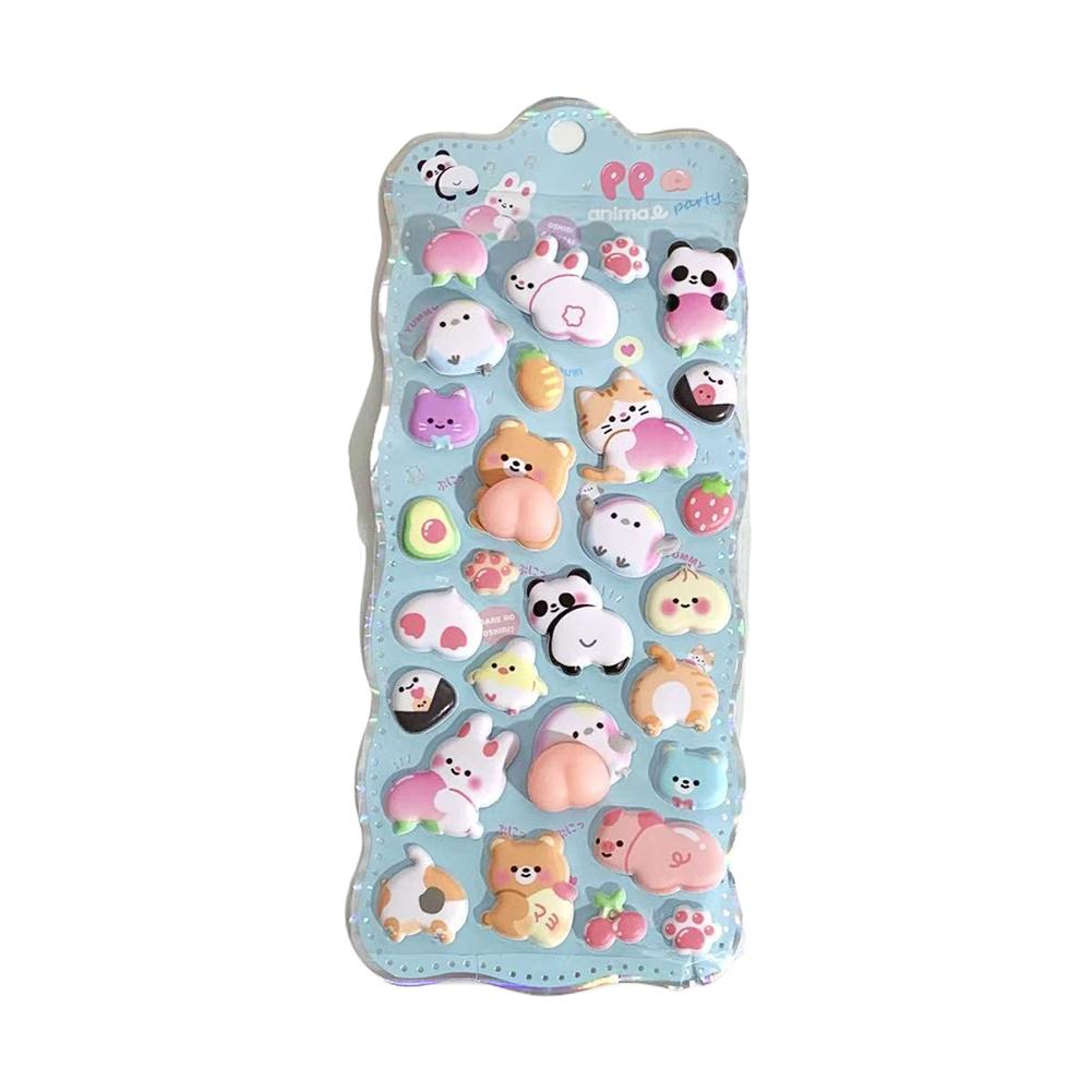 

1-5Pcs 3D Cute Bunny Peach Sticker Kawaii Animals Stickers - Squishy Fidget Diy Decal For Phone Case Scrapbook,Fun Stress Relief