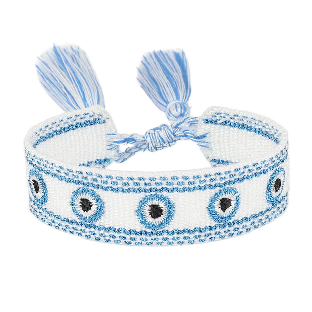 Eyes Woven Bracelets with Charms Stackable Wrap Fabric Bracelets