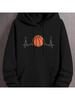 Unisex Basketball Print Hoodie - Casual Street Style Sports Top with Kangaroo Pocket, Black Polyester Knit Fabric, Regular Fit for