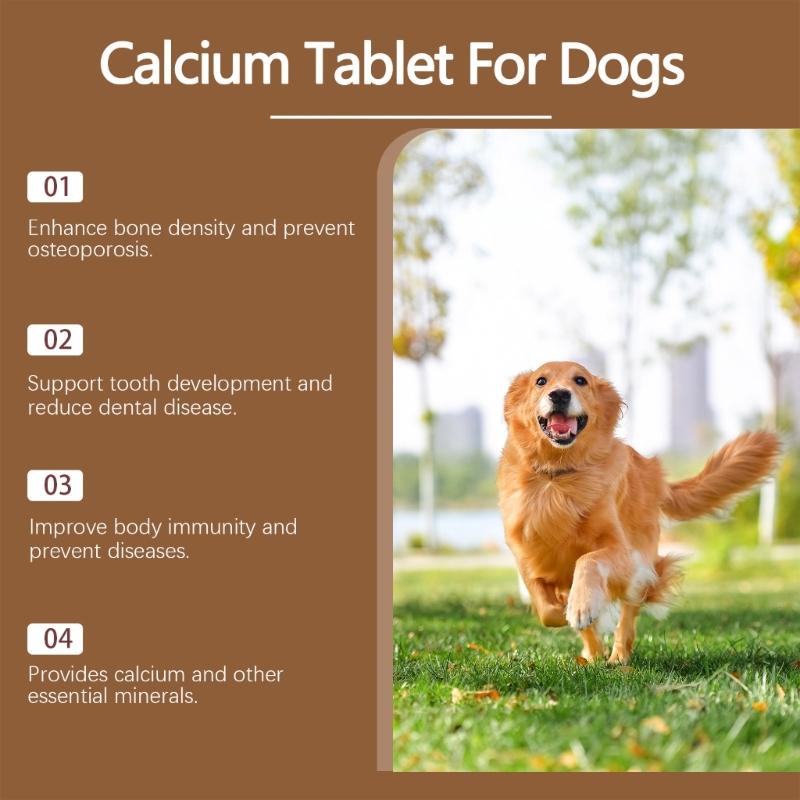 Dog Calciums Supplement Tablets 80Counts Joint Support Supplement Bone Health Improvement for Various Breeds Dogs