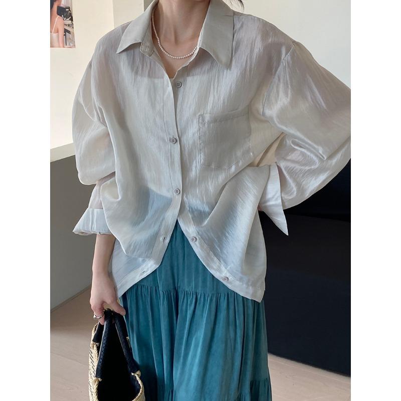 Micro-transparent Shirt Jacket Women's Loose Thin Sunscreen Shirt Top