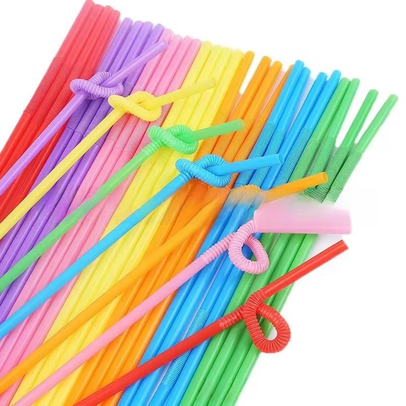 Plastic Drinking Straws 100pcs Colorful Bendable Beverage Party Supplies For Weddings And Events