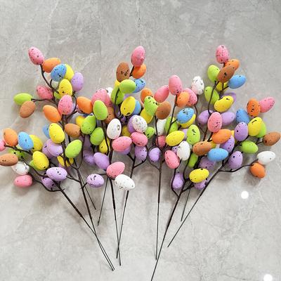 Easter Egg Tree Branch Colorful Painting Foam Egg Flower Fake Plant DIY Easter Decoration For Home Festival Party Table Supplies