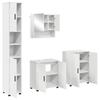 Bathroom Furniture Set with Door 4 Pcs White Engineered Wood & Metal