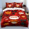 Christmas Animals and Santa Red Bedding Set Bedding Set (1 Duvet Cover, 2 Pillowcases, Duvet Not Included)