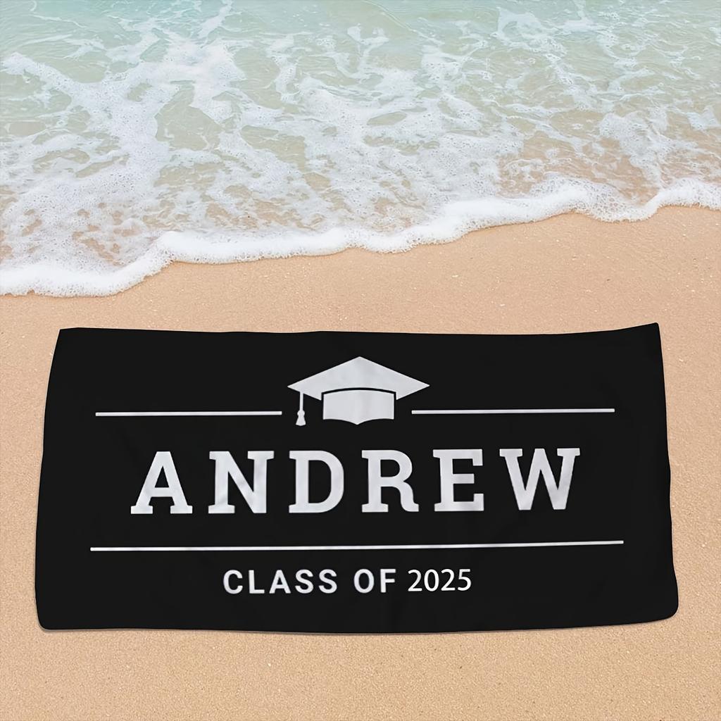 Graduation Season Personalized Beach Towel Custom Name/Logo Oversized Microfibertowel Summer Partygift For Beach Swimming Sports