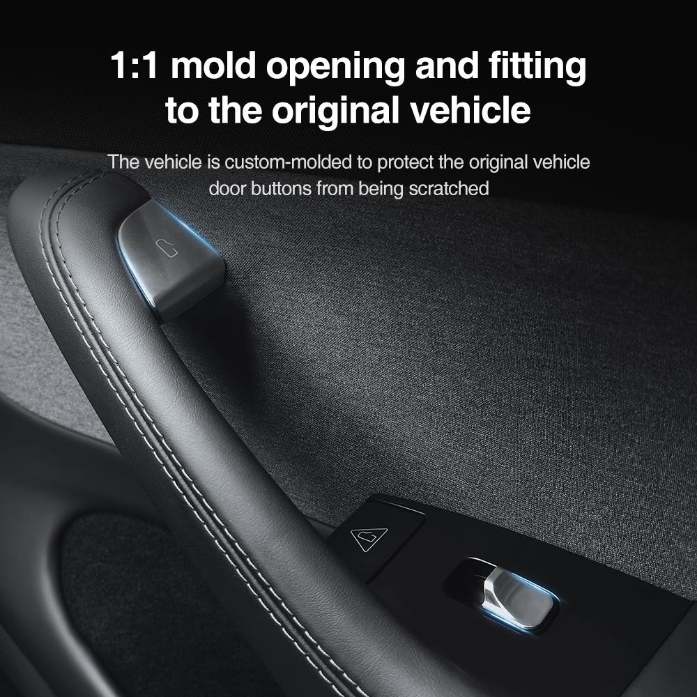 Window Lift Button Protective Cover For Tesla Model Y Juniper Model 3 Highland Door Open Button Sticker Silver Auto Accessories