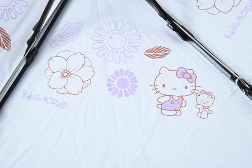 Sanrio Flower Folding Hello 90cm Diameter X 55cm Length 5cm Diameter X 24cm Length Suitable for Rain or Shine Umbrella, 5-Rib, Kitty, FU-555, Size
