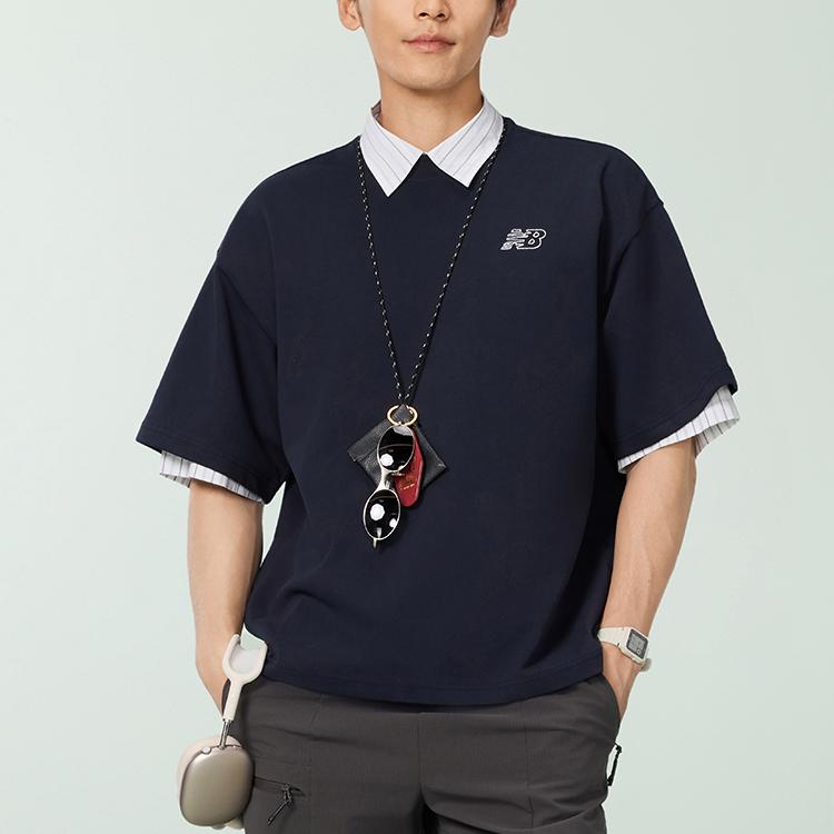 New Balance NB Grey SS25 T Shirt Men's Navy Blue NEF29641-NV