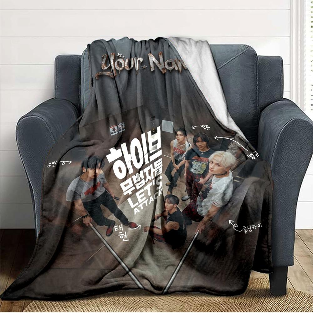 Name Custom TXT Poster Print Flannel Blanket High Quality Warm Comfortable Cover for All Seasons Perfect for Gifts Home Decor