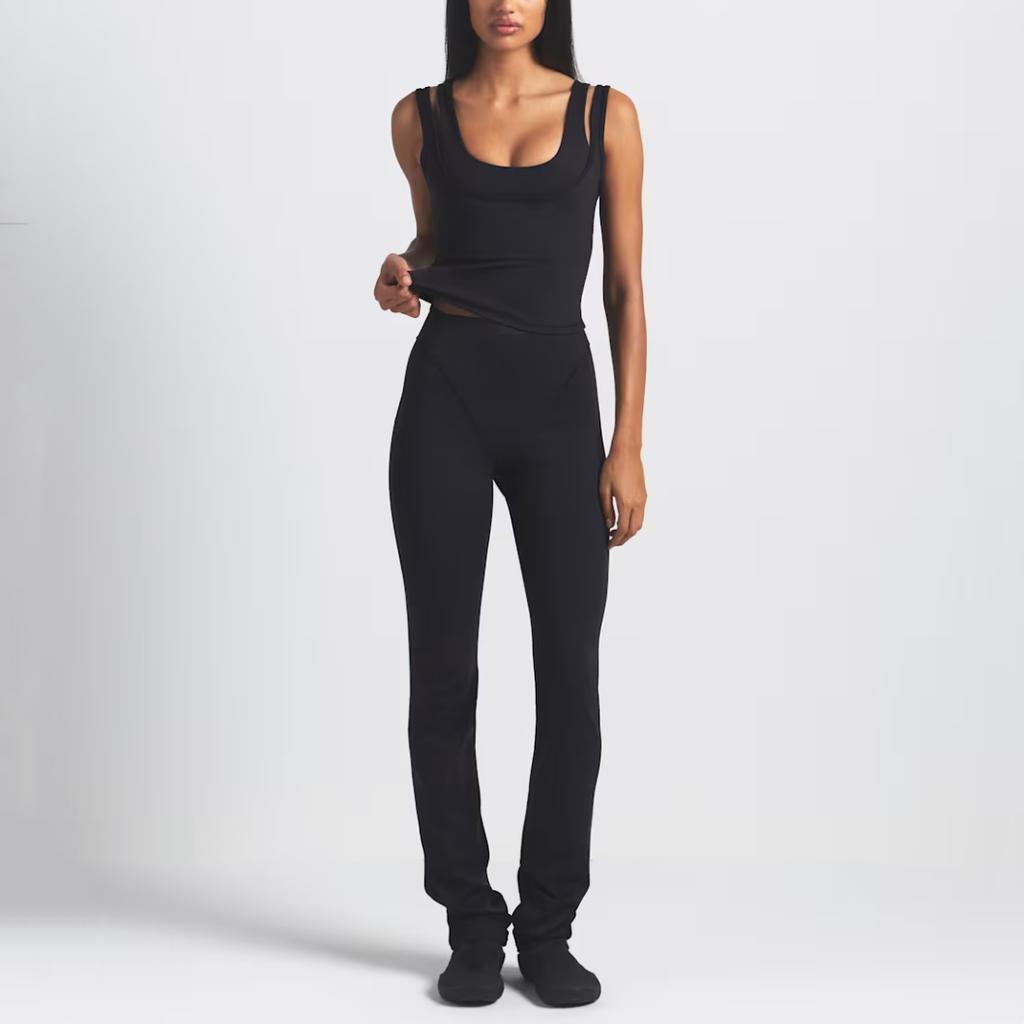 NikeSKIMS Matte Double-Strap Scoop Tank Top Obsidian/Obsidian Women Tops Black TPTNK10540W-OBD