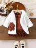 Girls' Autumn Set: White Fluffy Coat + Dress - European and American Style New Arrival