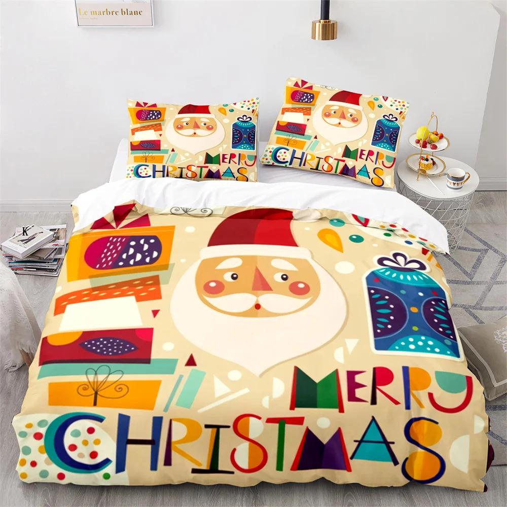 Merry Christmas Duvet Cover Red Santa Claus Theme For Kids Teens Children Women Boys Girls Happy New Year Decoration Quilt Cover