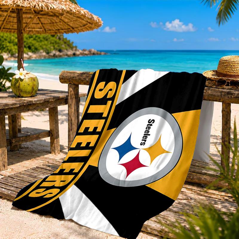 Telo Mare con Logo Pittsburgh Steelers, Asciugatura Rapida, Facile da Curare, Adatto sia per il Fitness che per le Vacanze al Mare, Essenziale Sportivo