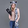 Cartoon Plush Hat Scarf Glove Set - Cute Faux Fur Cap