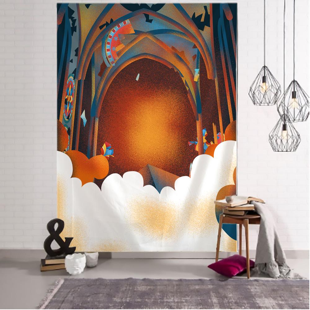 

2020 Хеллоуїн Гобелен Милий Смішний Мультфільм Візерунок Дитяча Вечірка Прикраса Відьма Гарбуз Богемний Психоделічний Тапіз Чаклунство 95x70CM