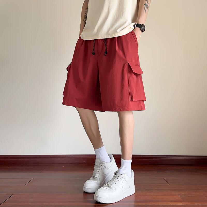 FENGXUN Men's Summer Loose Fit Drawstring Cargo Shorts