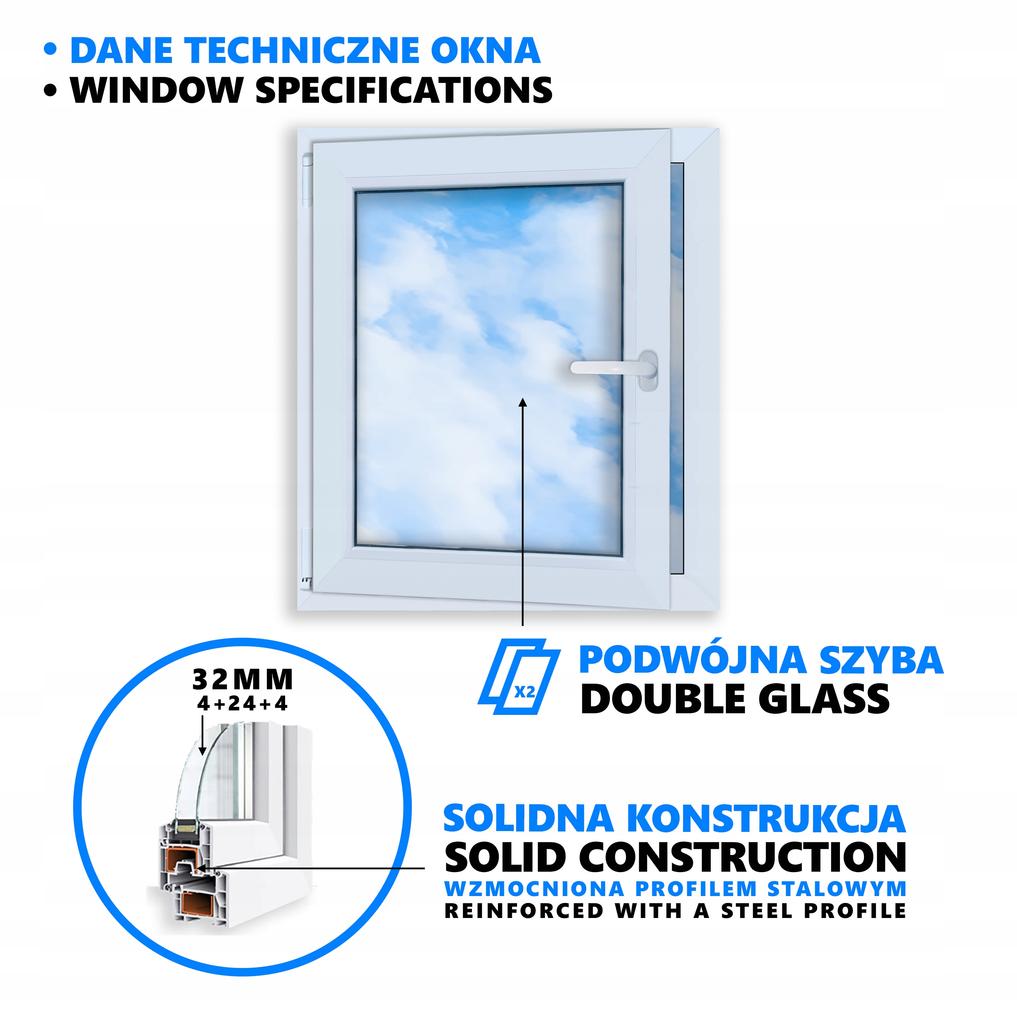 Finestra PVC Bianca 70x80 Sinistra, Nuova 700x800 Mm Apribile-Vasistas, Bivetro Ru