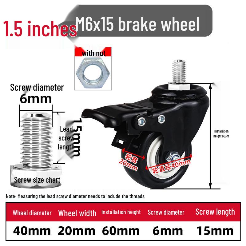 Silent Swivel Casters with Inch Threaded Rod & Double Bearings