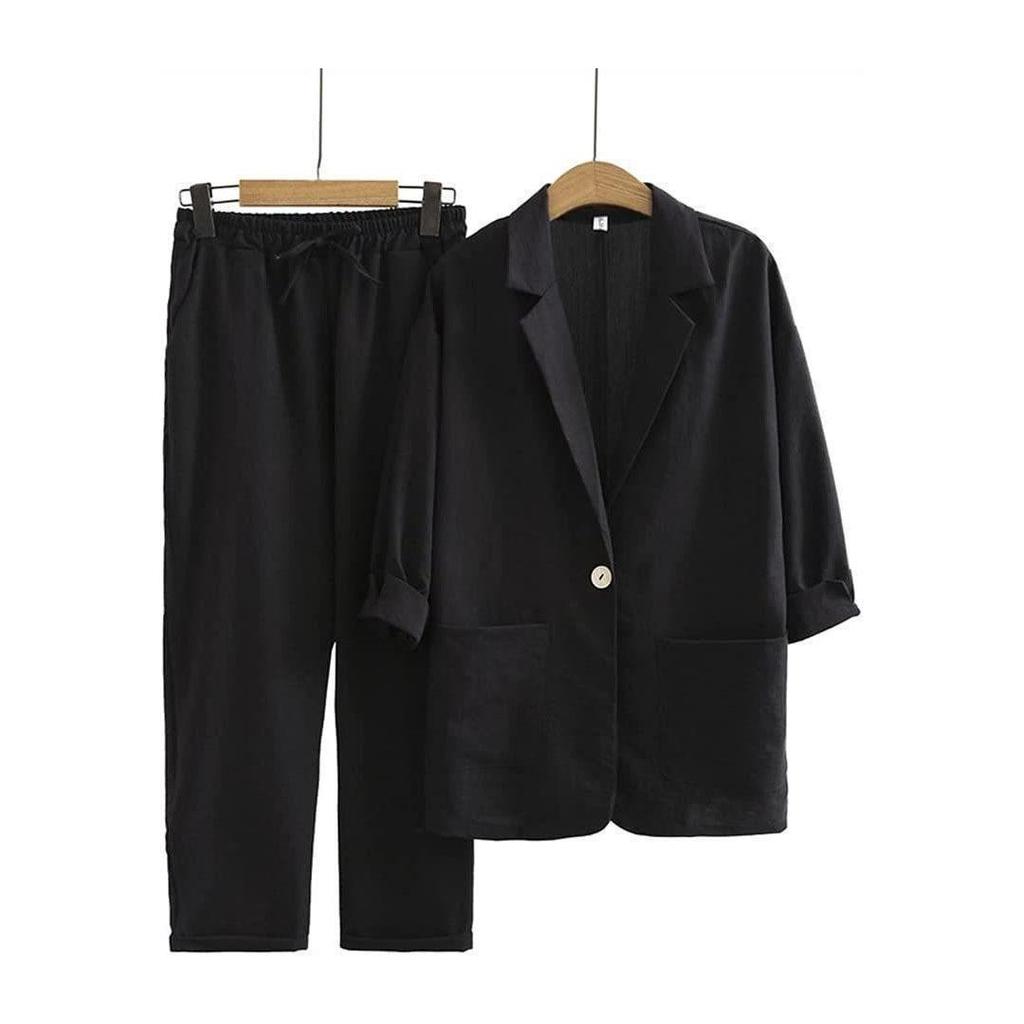 Übergröße Lässiger Baumwollleinen Langarm Trainingsanzug: Frühling Herbst