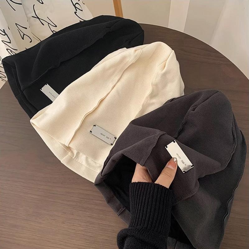 Women Solid Color Baggy Slouchy Beanie Soft Cotton Hats Spring Autumn Hip Hop Skullcaps Outdoor Warm Pullover Cap