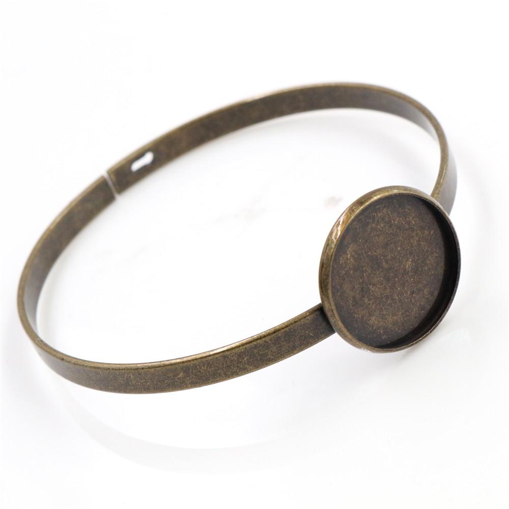 1 Stück 20mm Innenmaß Armreif Cabochon Leere Basis Fassung Cameo Fassung Schale DIY Schmuckherstellung Zubehör Zubehörteile
