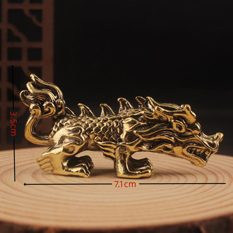 Antique Nine Sons Dragon Fortune Surging Home Office Desktop Small Ornament Craft Cross-border Brass Wholesale