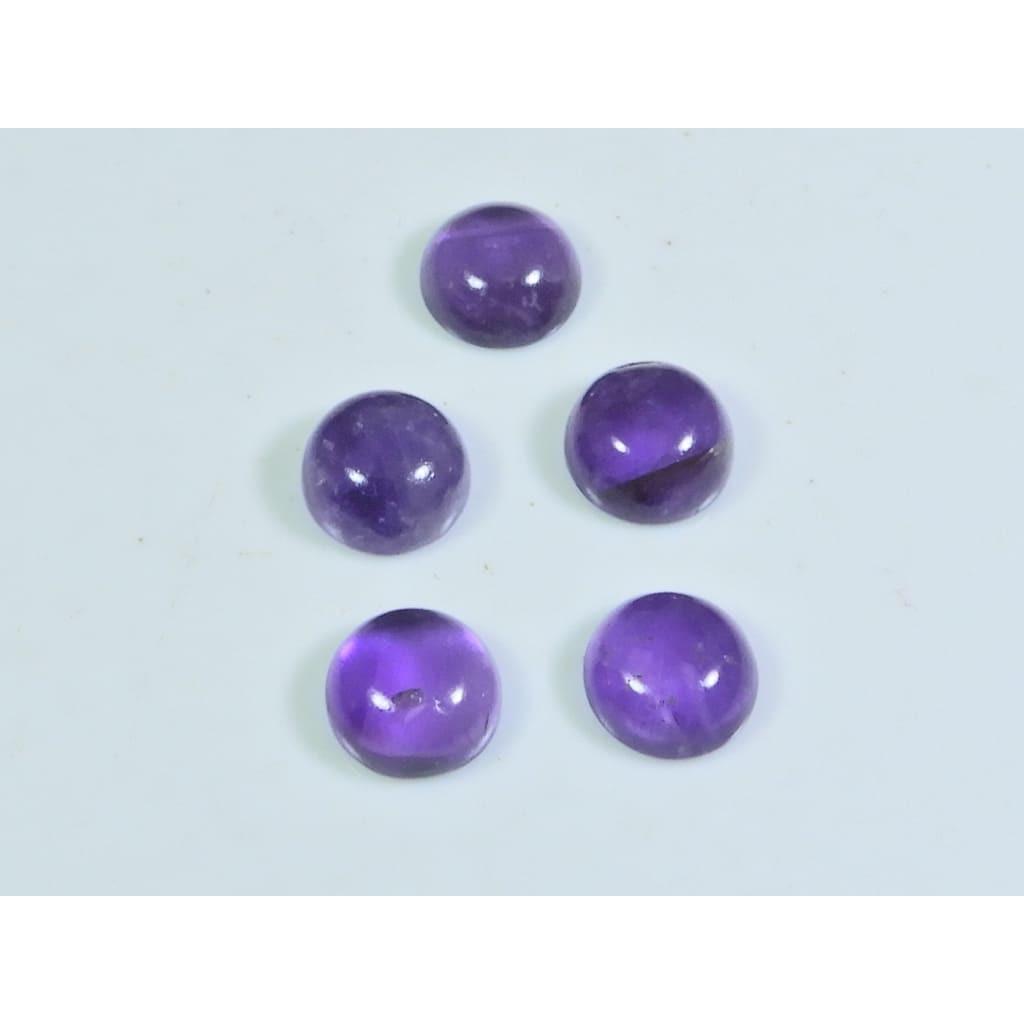 9MM Natural Amethst Ring Size Round Cabochon Loose Gemstone 5Pcs Lot 14Cts. A-462