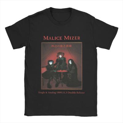 Mode Malice Mizer T-Shirts für Herren Rundhals 100% Baumwoll-T-Shirt Release Promo Kurzarm-T-Shirt Bedruckte Oberteile
