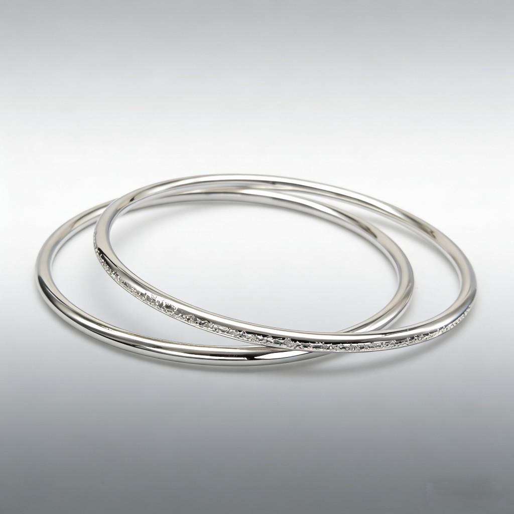 

Three Lives Three Worlds 999 Sterling Silver Stackable Bracelet & Ring Set - Smooth & Textured Design, Perfect Holiday Gift Thickened Plated White Copper